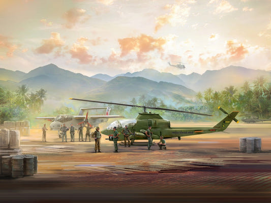 ICM 1:48 Cobra AH-1G & Bronco OV-10A Helicopters with U.S. Pilots & Ground Personnel (9 Figures) - ICM48303