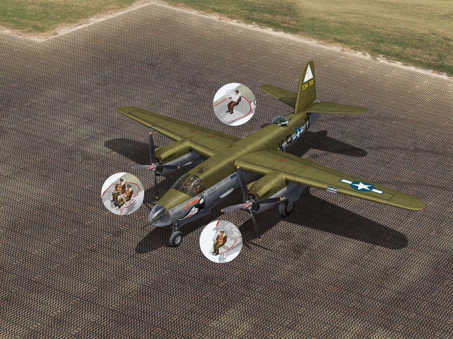 ICM 1:48 Airfield of the American Bomber Group (B-26G Marauder with Crew & Landing Mat) - ICM48327