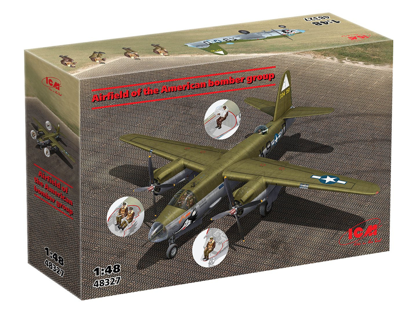 ICM 1:48 Airfield of the American Bomber Group (B-26G Marauder with Crew & Landing Mat) - ICM48327