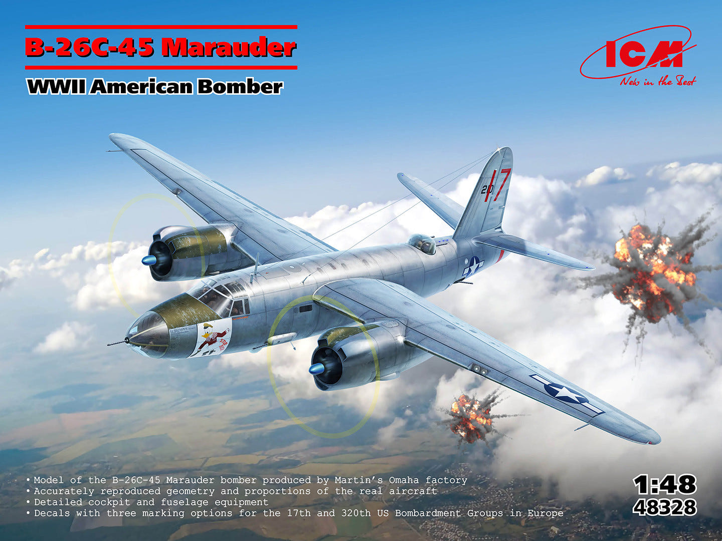 ICM 1:48 B-26C-45 Marauder WWII American Bomber - ICM48328