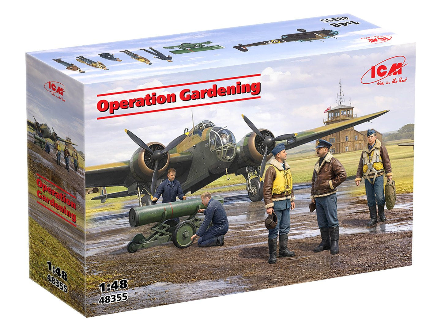 ICM 1:48 ‘Operation Gardening’ HP.52 Hampden Mine Layer & 5 Figures - ICM48355