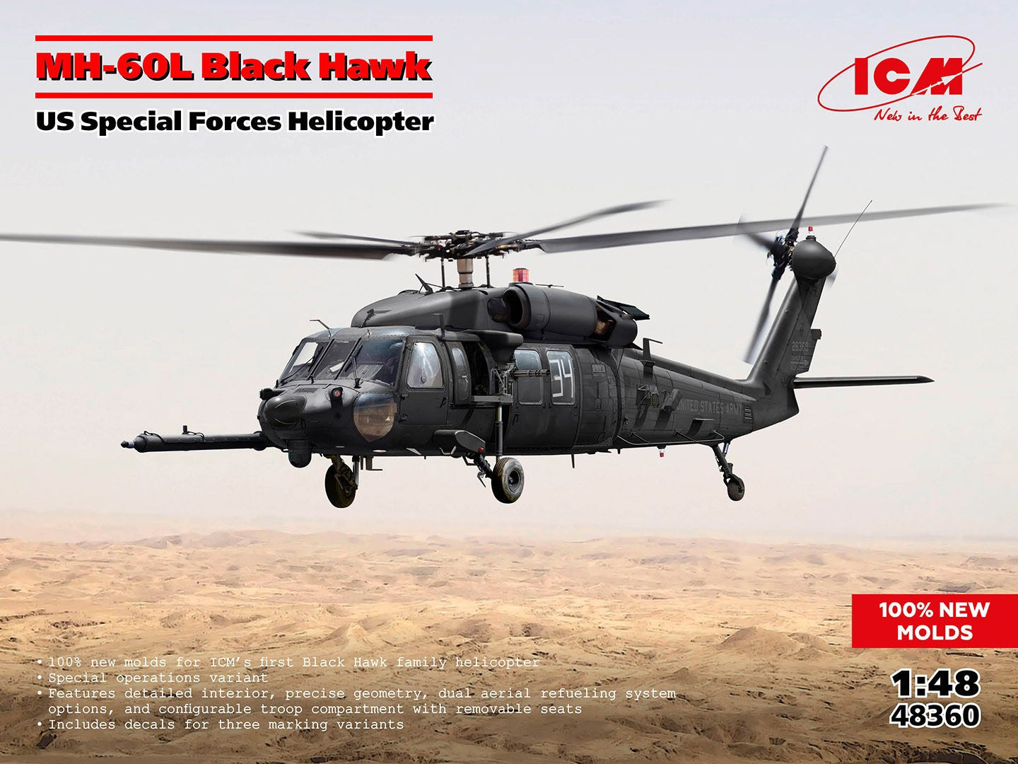 ICM 1:48 MH-60L Black Hawk U.S. Special Forces Helicopter - ICM48360
