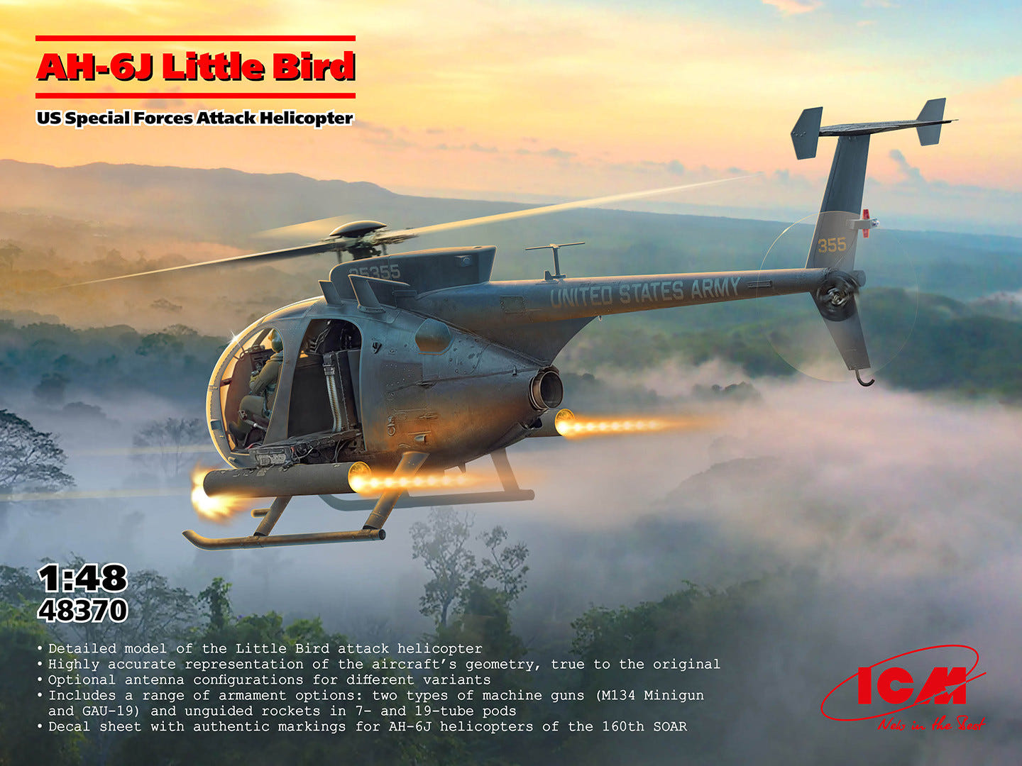 ICM 1:48 AH-6J Little Bird U.S Special Forces Attack Helicopter - ICM48370