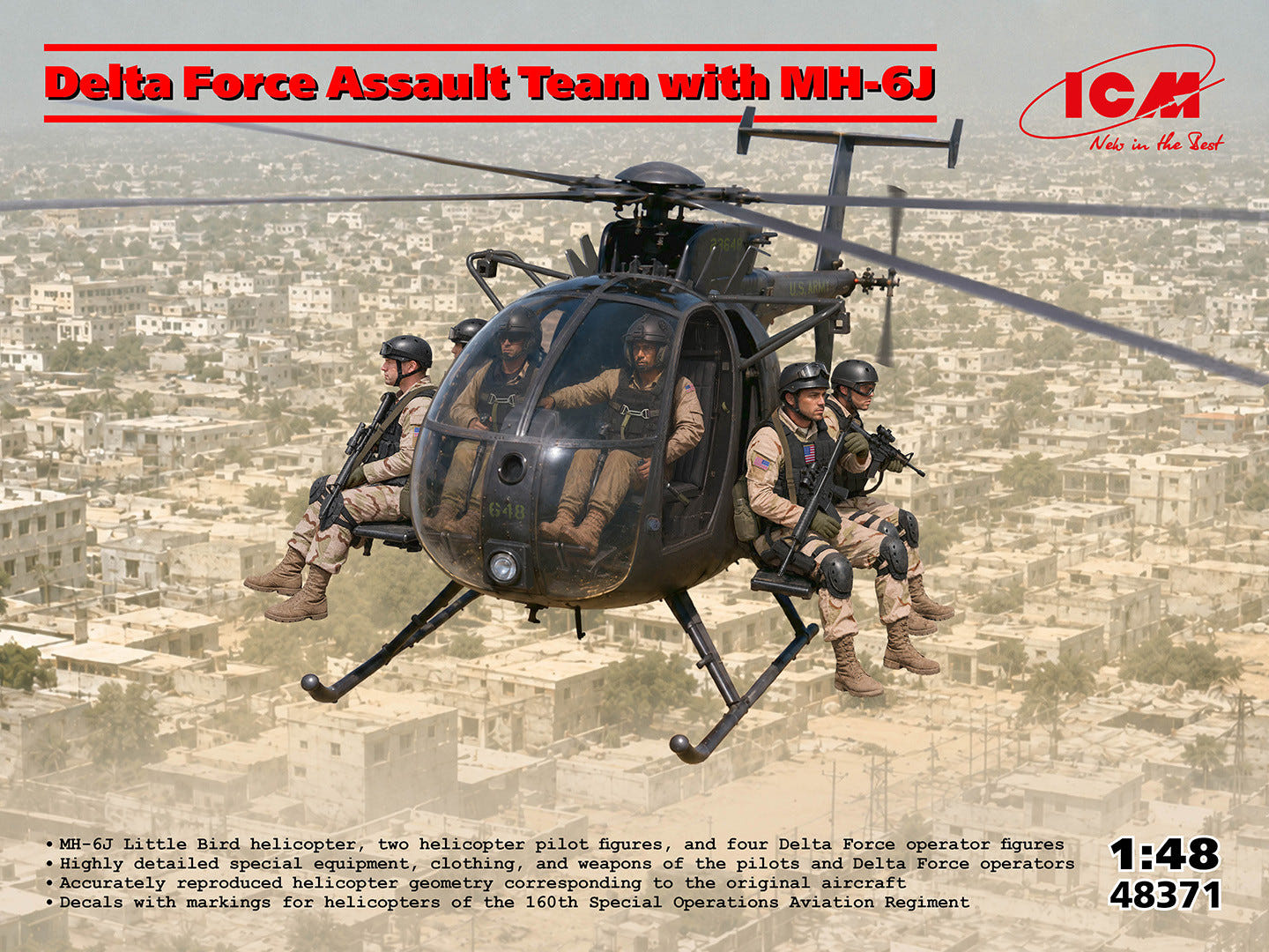 ICM 1:48 Delta Force Assault Team with MH-6J Helicopter - ICM48371