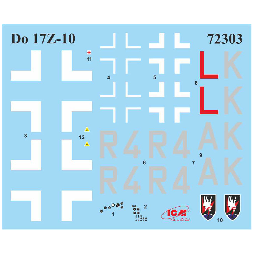 ICM 1:72 Set of 3 Luftwaffe Night Fighters (Bf 109E-4 / Do 172-10 Kauz II / Fw 189A-1) - ICM72209