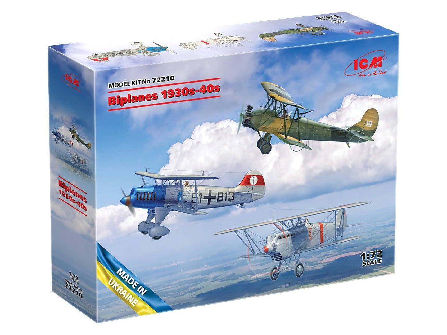 ICM 1:72 Biplanes of the 1930s & 1940s Не-51A-1 / Ki-10-II / U-2/Po-2VS (Set of 3) - ICM72210