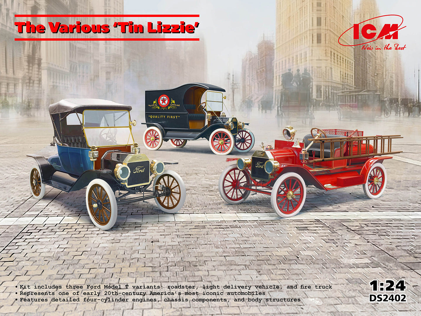 ICM 1:24 The Various 'Tin Lizzie' Ford Model T Variants (Set of 3) - ICMDS2402