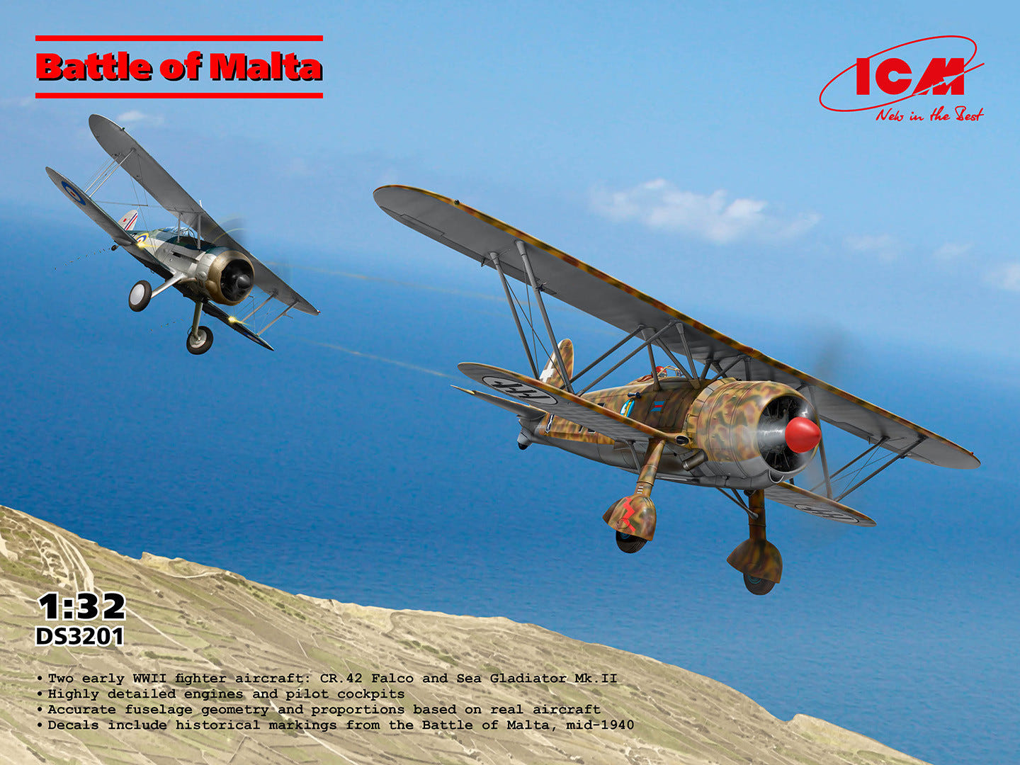 ICM 1:32 Battle of Malta with CR. 42 Falco & Sea Gladiator Mk. II (Set of 2 Aircraft) - ICMDS3201