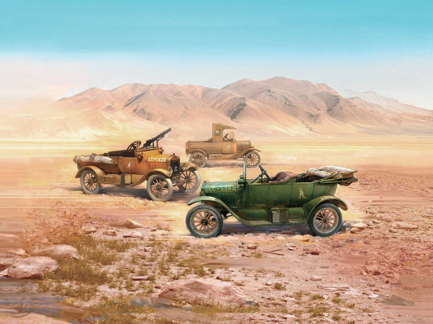 ICM 1:35 WWI ANZAC Desert Patrol Model T LCP & Utility & Touring Cars (Set of 3) - ICMDS3510