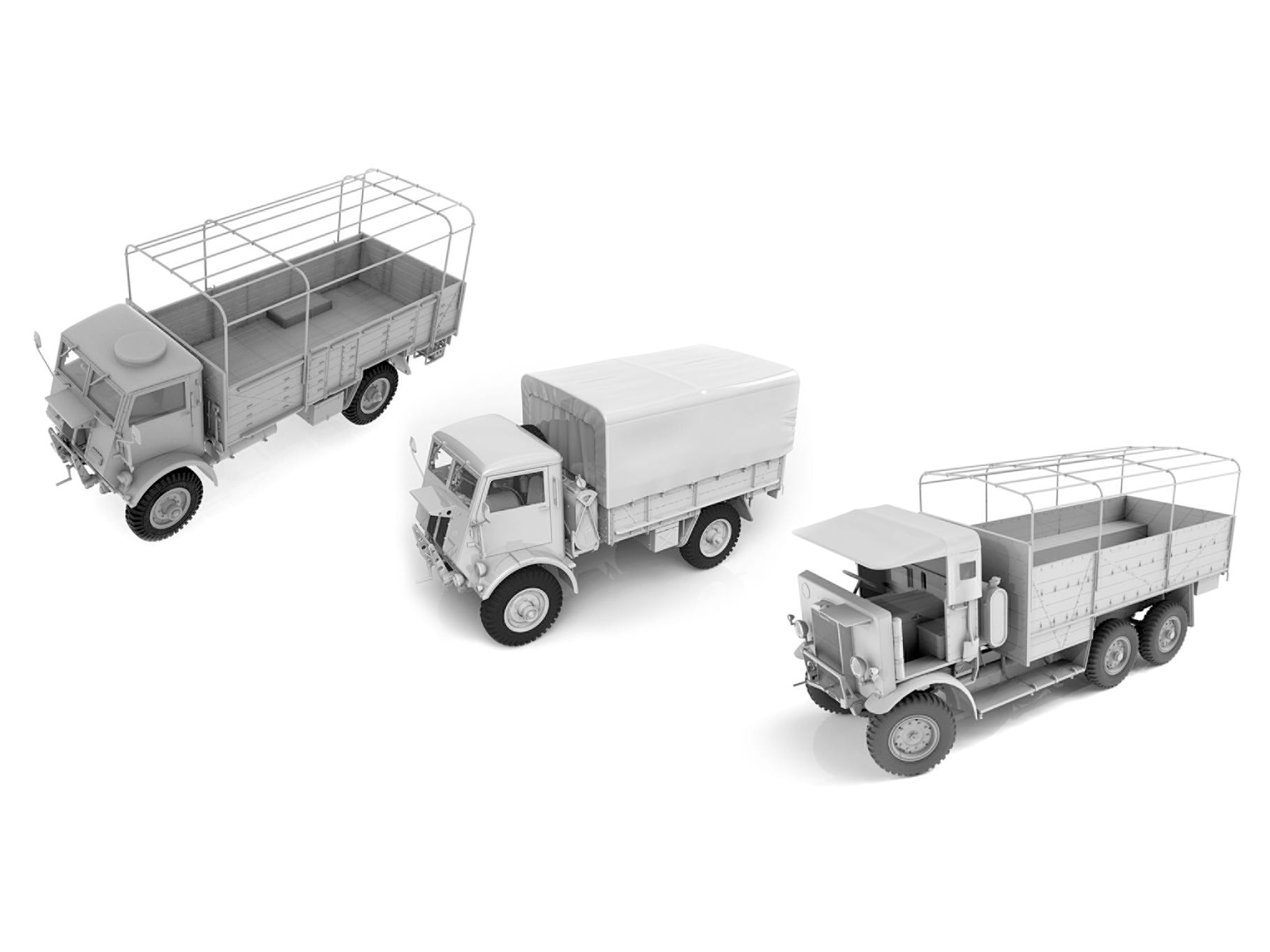 ICM 1:35 WWII British Trucks Model W.O.T. 6 / Model W.O.T. 8 / Leyland Retriever General Service (Set of 3) - ICMDS3511