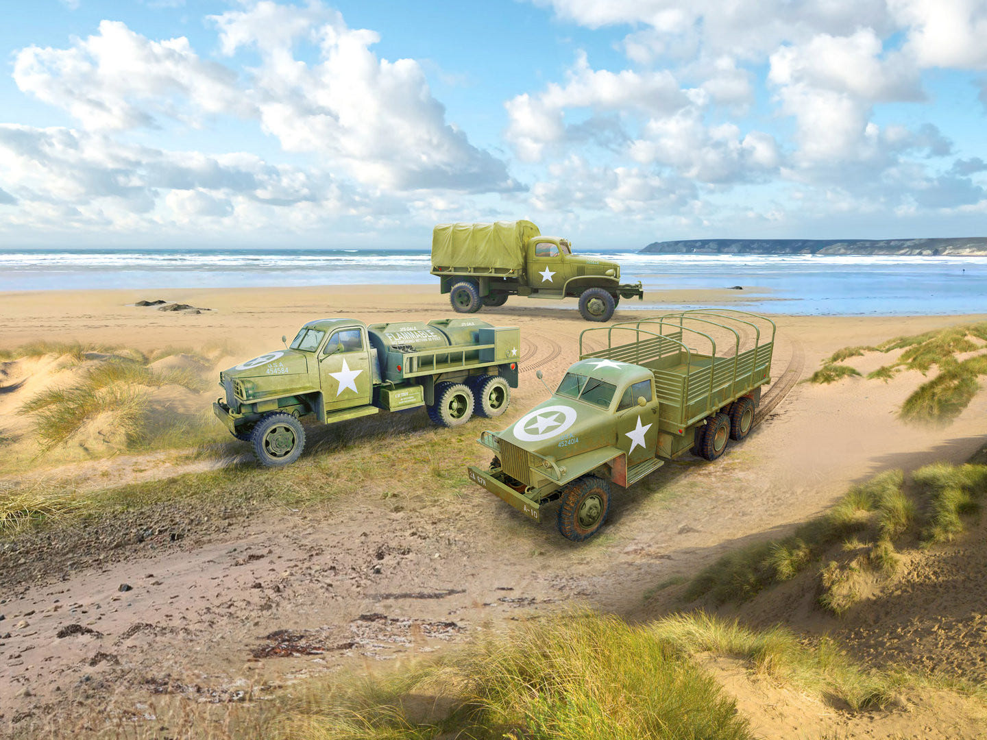 ICM 1:35 WWII U.S. Military Vehicles G7117 / Studebaker US6-U3 / Studebaker US6-U5 (Set of 3 Trucks) - ICMDS3528