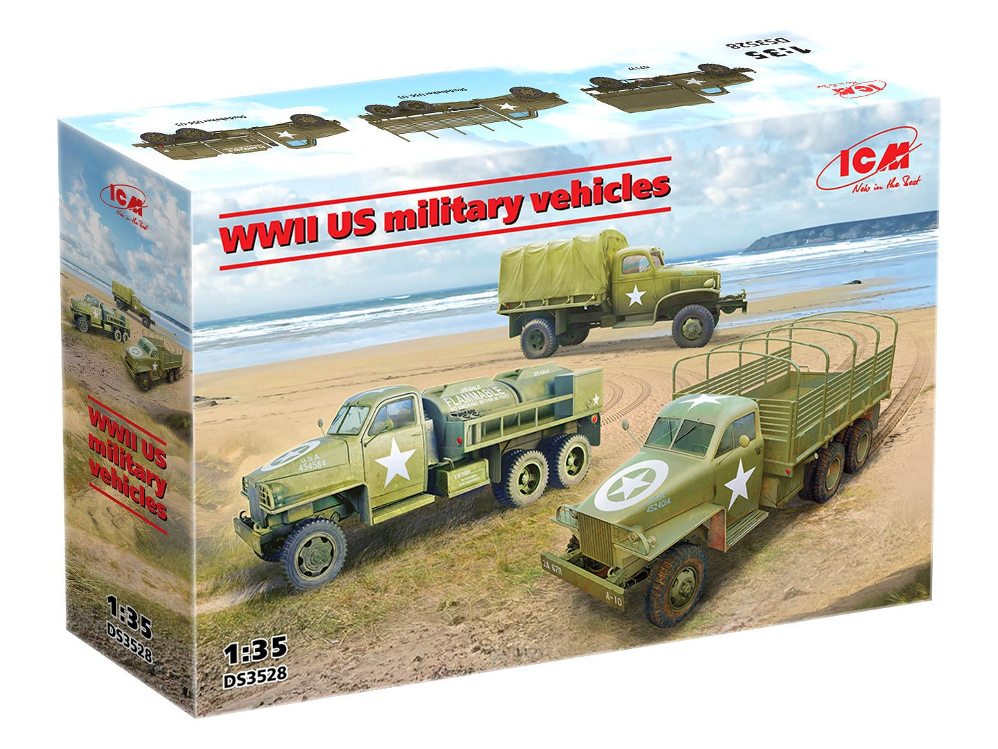ICM 1:35 WWII U.S. Military Vehicles G7117 / Studebaker US6-U3 / Studebaker US6-U5 (Set of 3 Trucks) - ICMDS3528
