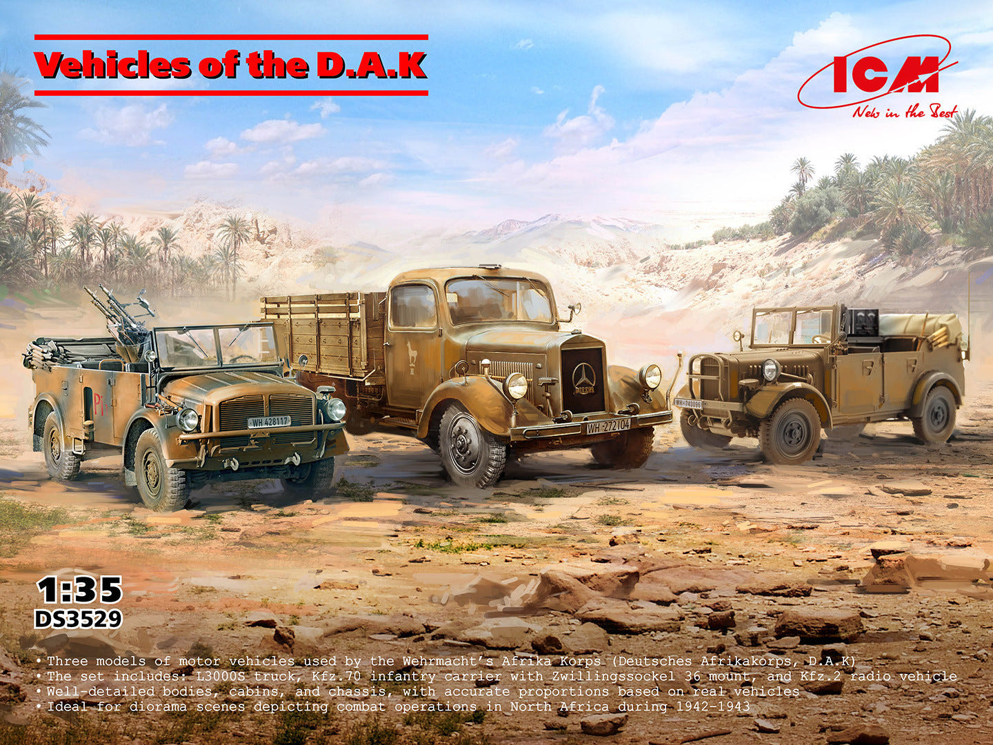 ICM 1:35 Vehicles of the DAK German WWII Afrika Korps (Set of 3) - ICMDS3529