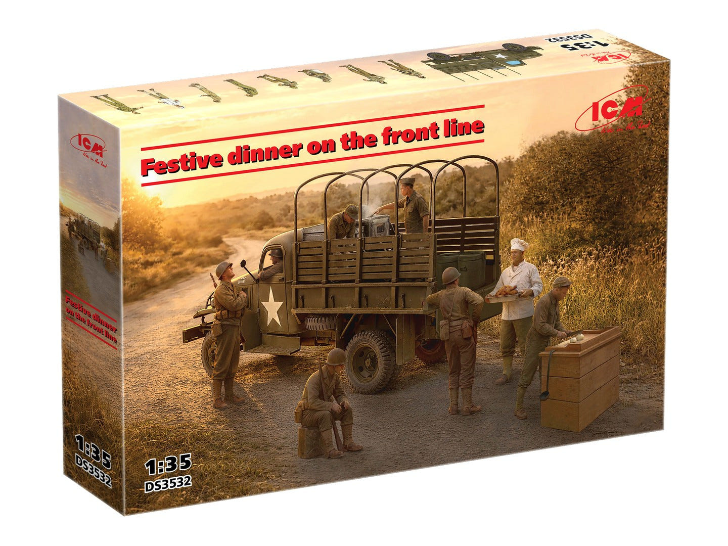 ICM 1:35 Festive Dinner on the Front Line (U.S. WWII G7117 Kitchen Truck with Figures & Accessories) - ICMDS3532