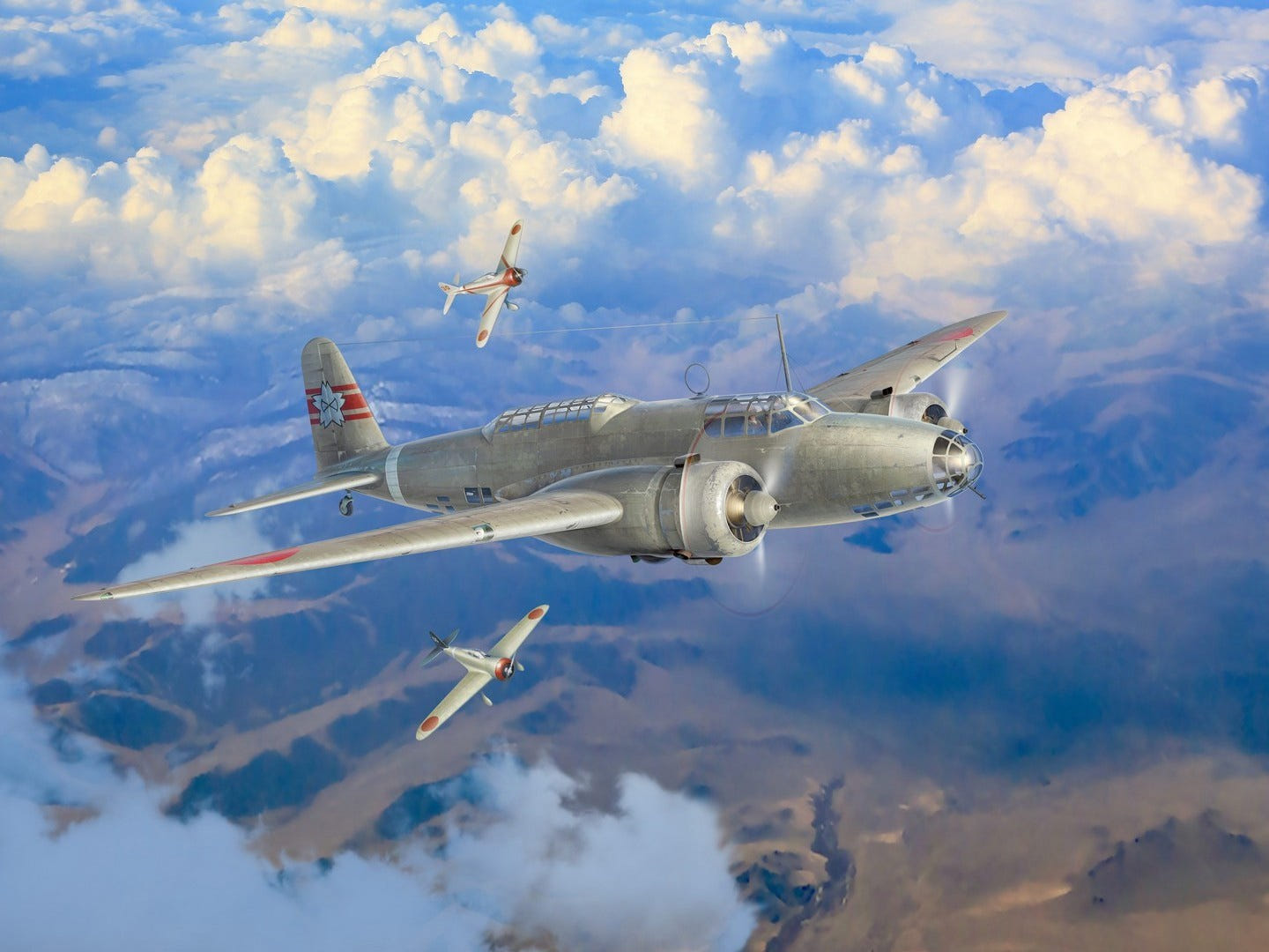 ICM 1:72 In The Skies of China Ki-21-Ia / Two Кі-27а (Set of 3 Planes) - ICMDS7204
