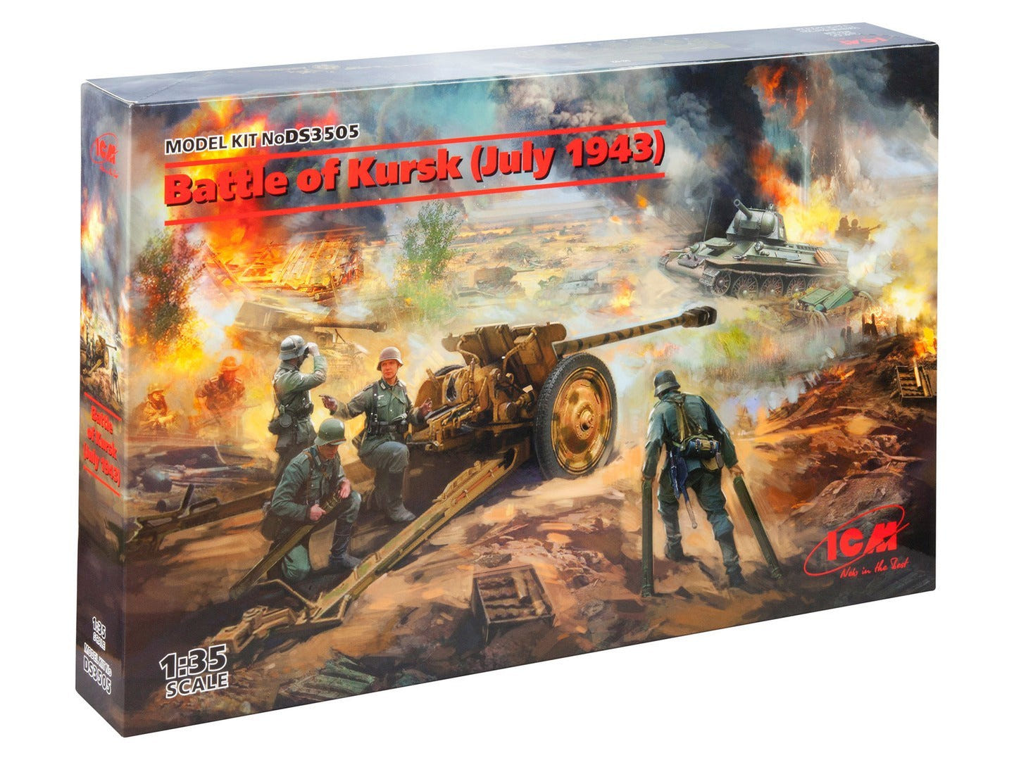 ICM 1:35 Battle of Kursk Set (July 1943) T-34-76 (Early 1943) & Pak 36(r) with 4 Crew Figures - ICMDS3505