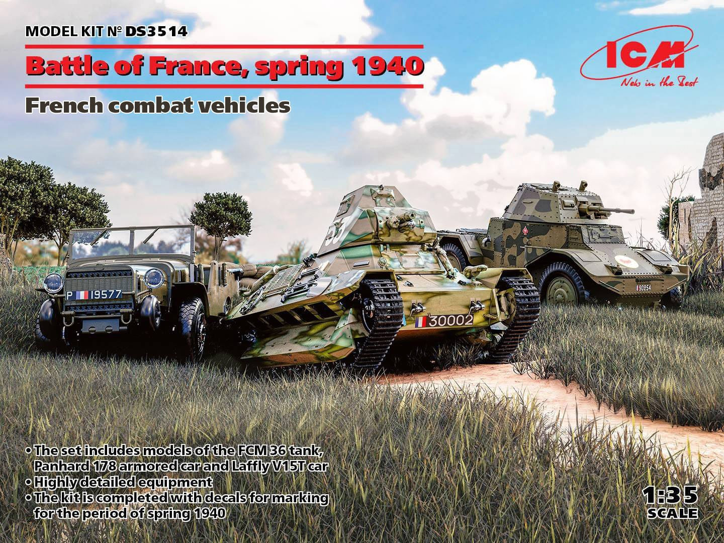ICM 1:35 Battle of France Spring 1940 with French Combat Vehicles (Set of 3) - ICMDS3514
