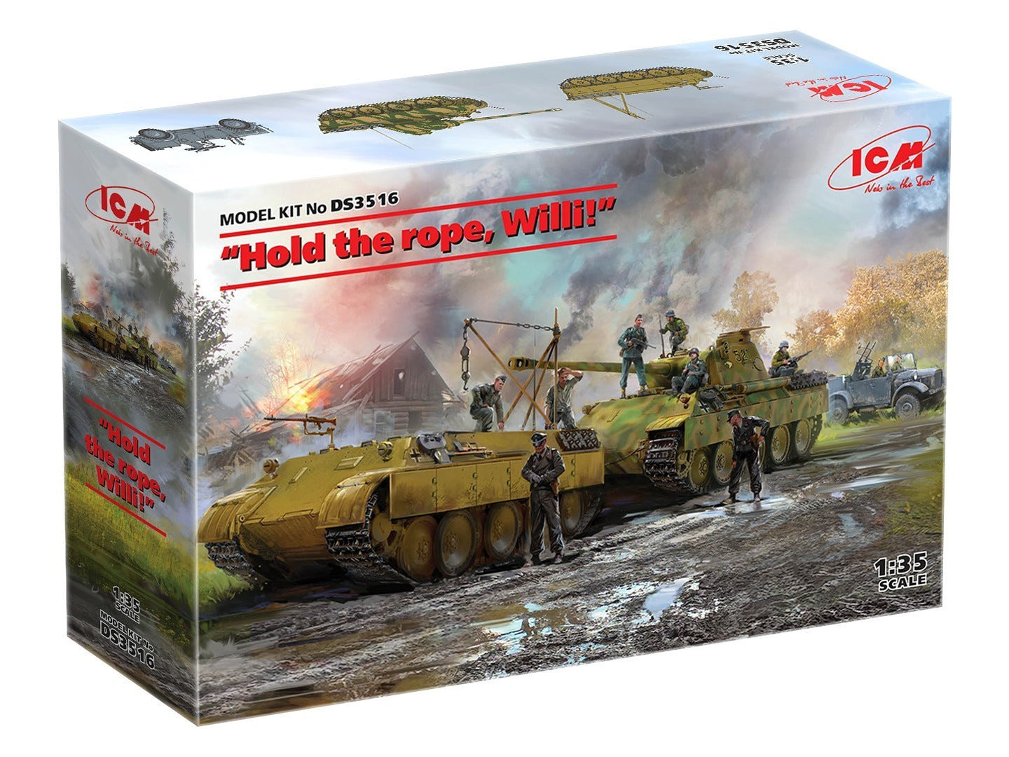 ICM 1:35 "Hold The Rope Willi!" Towing Diorama Set with 3 Vehicles & Figures - ICMDS3516