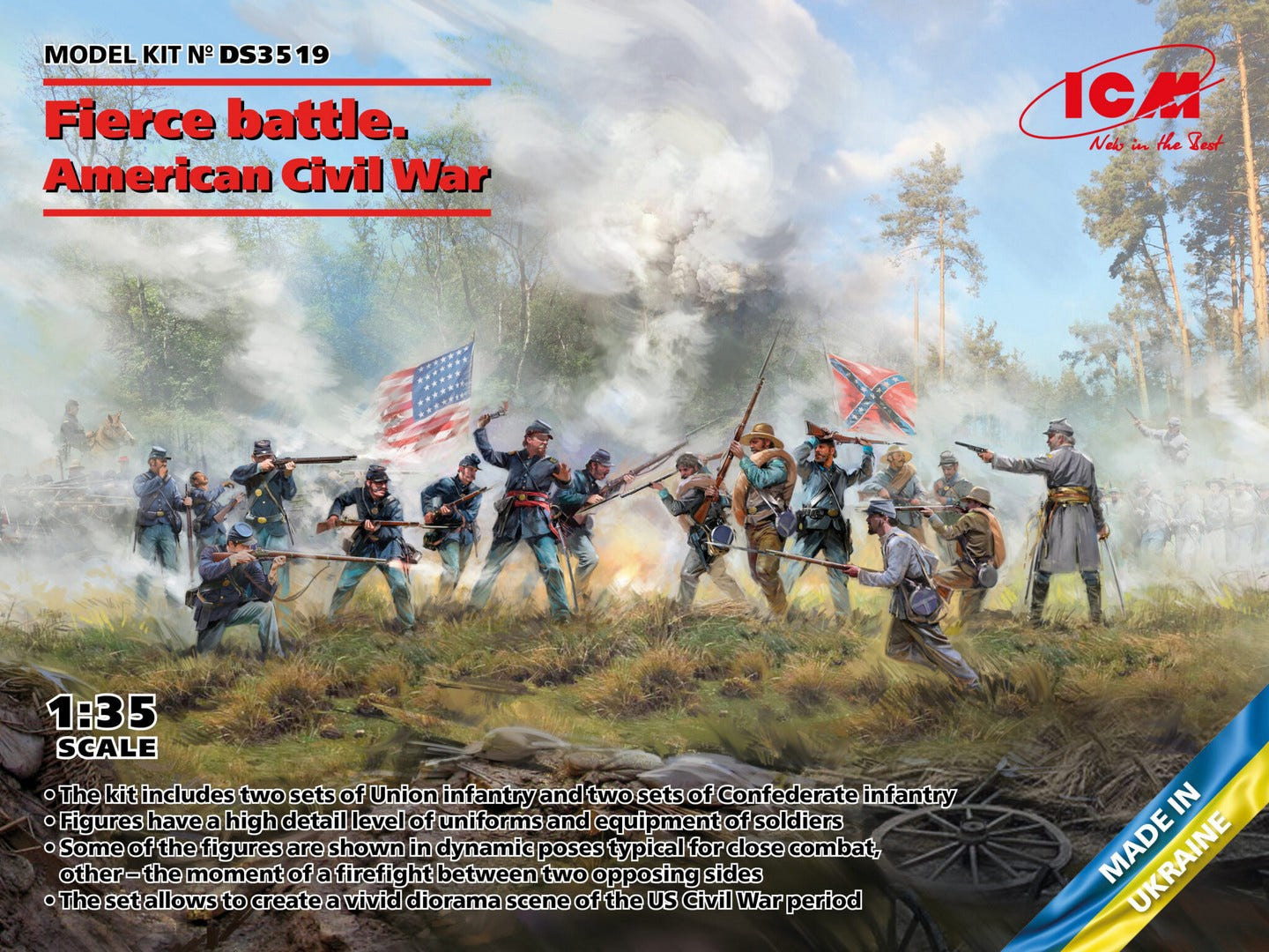 ICM 1:35 Fierce Battle American Civil War with 16 Figures - ICMDS3519