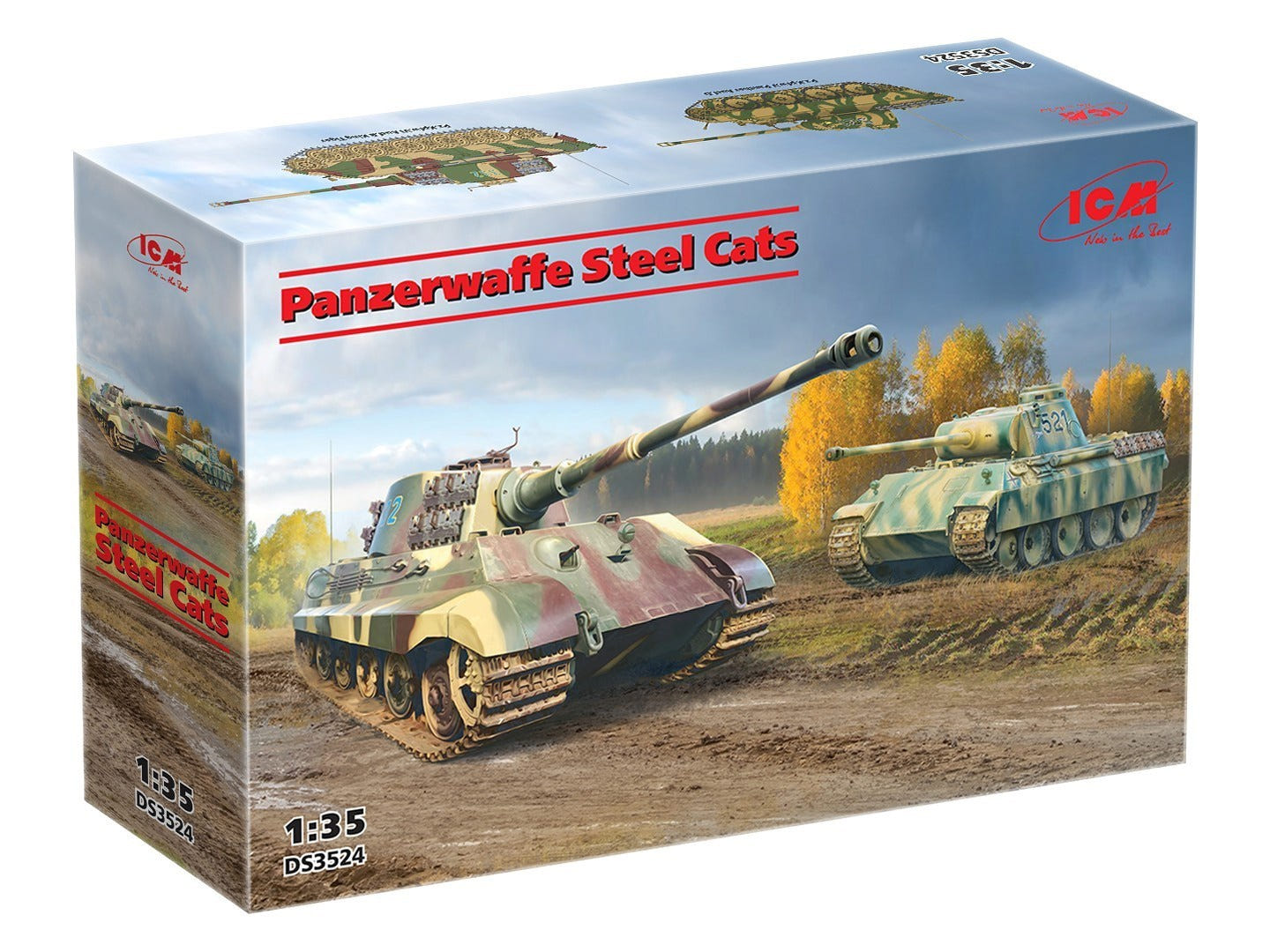 ICM 1:35 Panzerwaffe Steel Cats (Pz.Kpfw.V Panther Ausf.D & Pz.Kpfw.VI Ausf.B King Tiger Tanks) - ICMDS3524