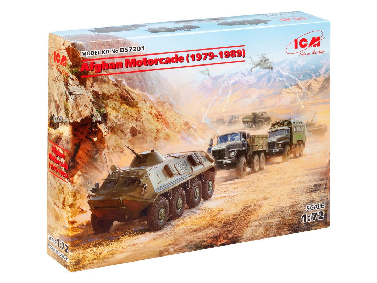 ICM 1:72 Afghan Motorcade (1979-1989) URAL-375D / URAL-375A / ATZ-5-375 / BTR-60PB (Set of 4) - ICMDS7201
