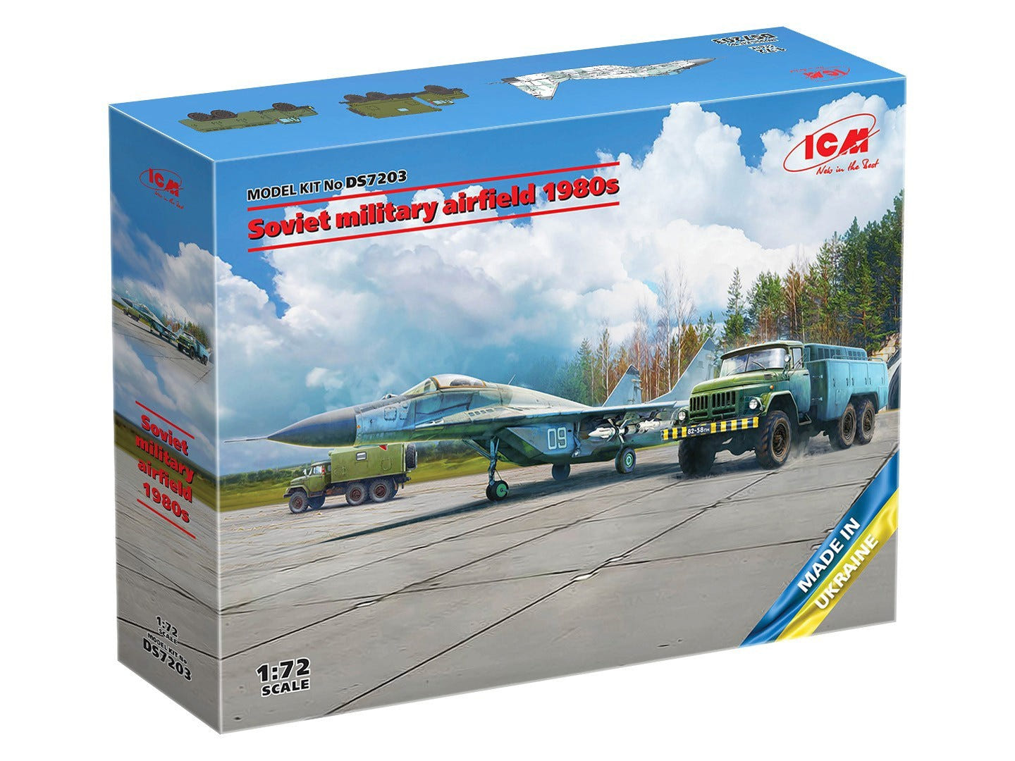 ICM 1:72 Soviet Military Airfield 1980s Set (MiG-29 / APA-50M / ZiL-131 / Airfield Plates) - ICMDS7203