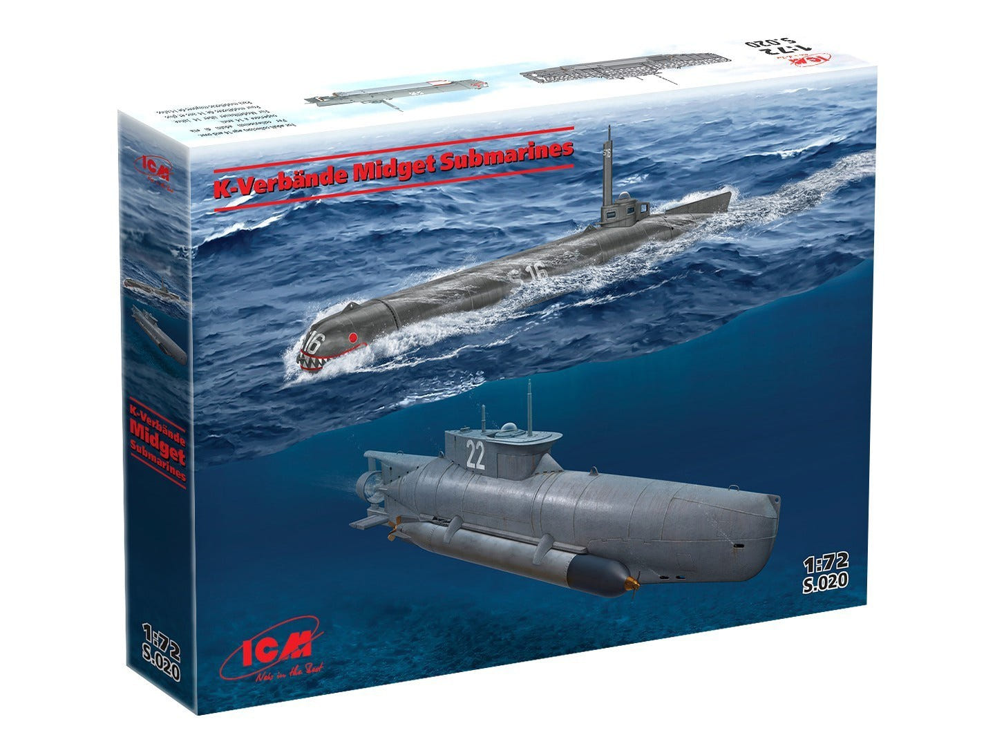 ICM 1:72 K-Verbände Midget Submarines 'Seehund' & 'Molch' (Set of 2) - ICMS020