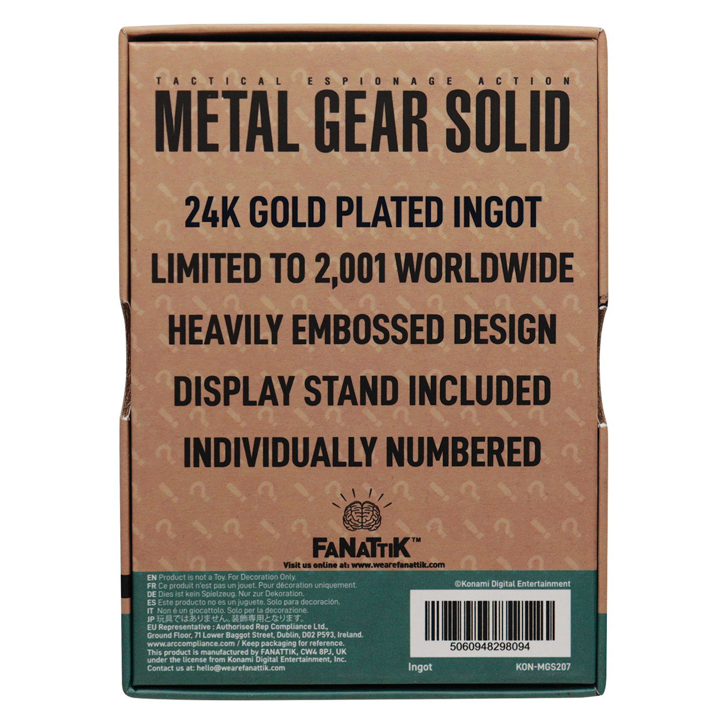 Metal Gear Solid 2 - 24k Gold Plated Snake Ingot - Loaded Dice