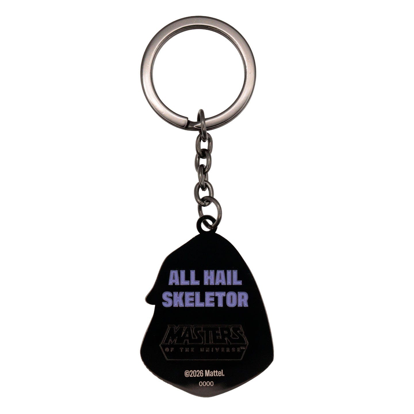Reverse of the Skeletor keyring showing its individual edition number