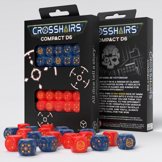 Crosshairs Compact D6: Cobalt & Red - Loaded Dice