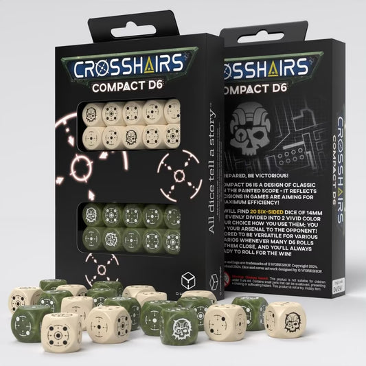Crosshairs Compact D6: Beige & Olive - Loaded Dice