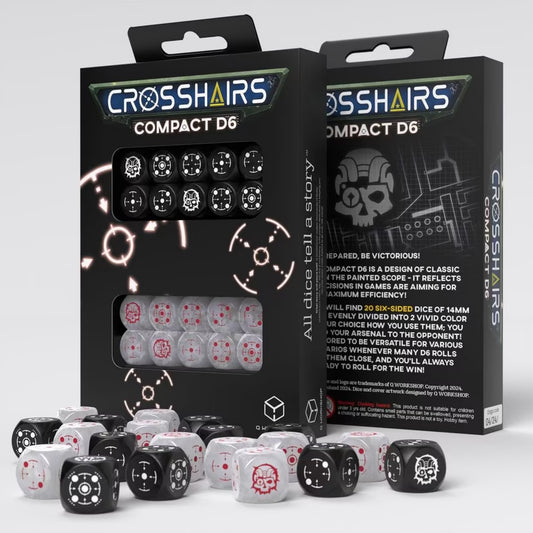 Crosshairs Compact D6: Black & Pearl - Loaded Dice