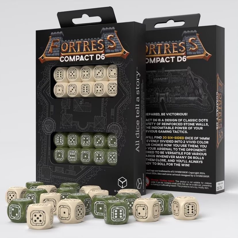 Fortress Compact D6 - Beige & Olive premium D6 gaming dice