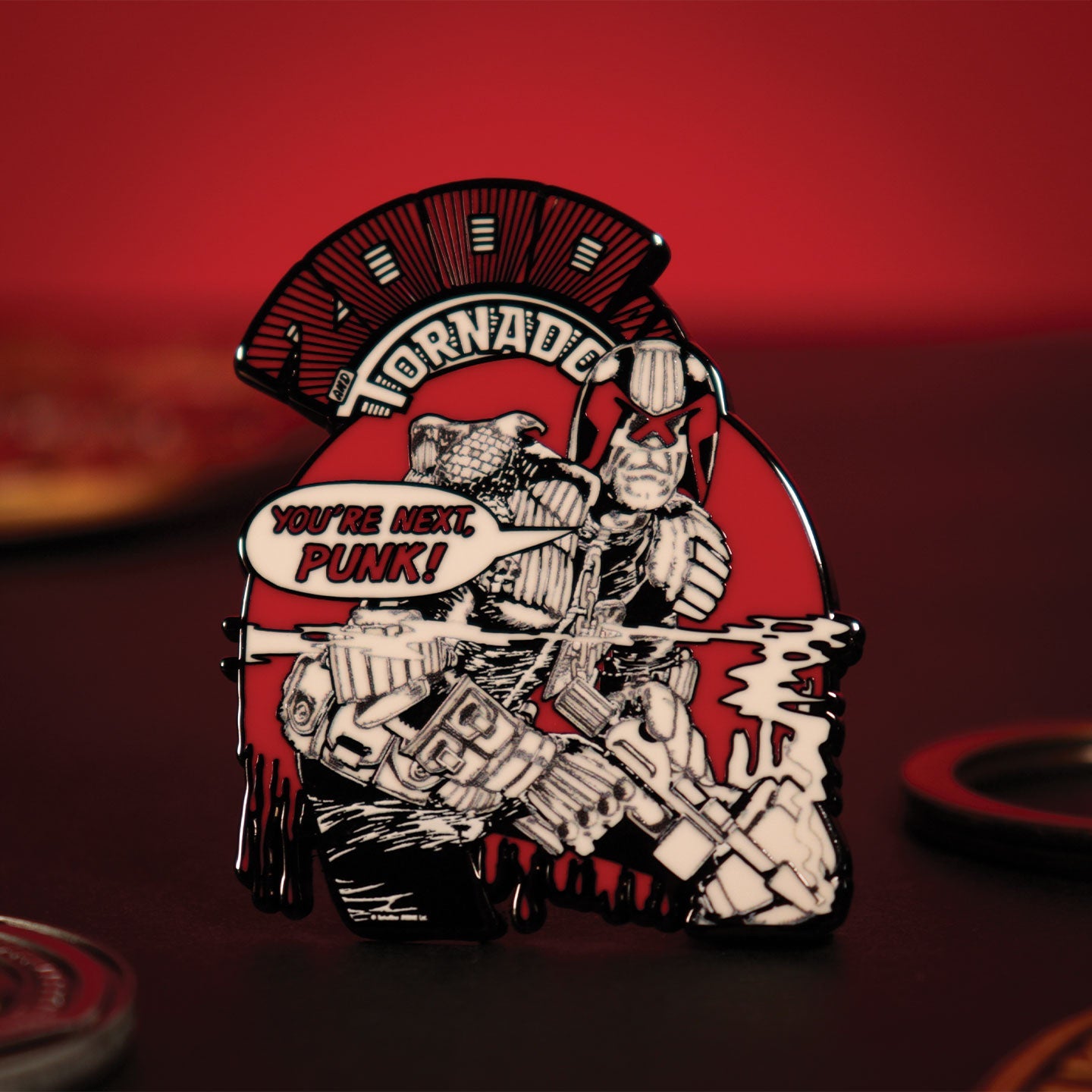 2000 AD Judge Dredd You’re Next Punk Pin Badge - Loaded Dice