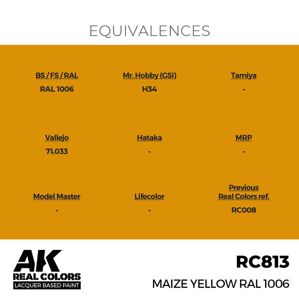 AK Interactive Real Colors - Maize Yellow RAL 1006 17ml. (RC813) - Loaded Dice