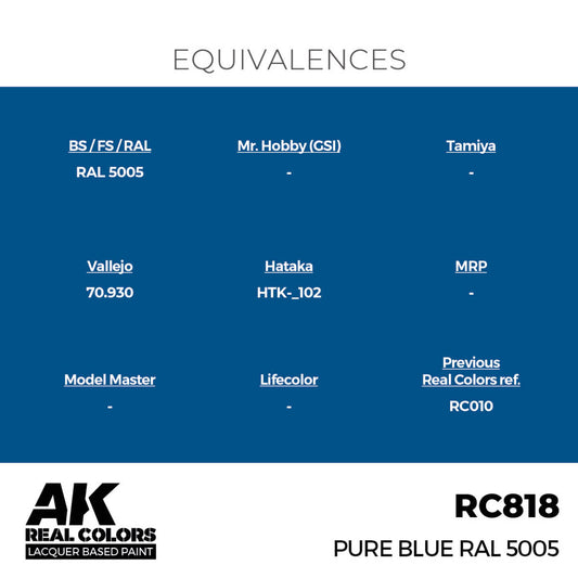 AK Interactive Real Colors - Pure Blue RAL 5005 17ml. (RC818) - Loaded Dice