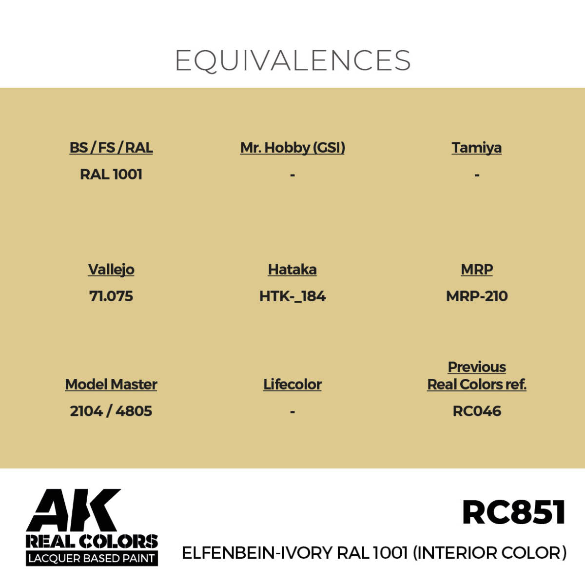 AK Interactive Real Colors - Elfenbein-Ivory RAL 1001 (Interior Color)