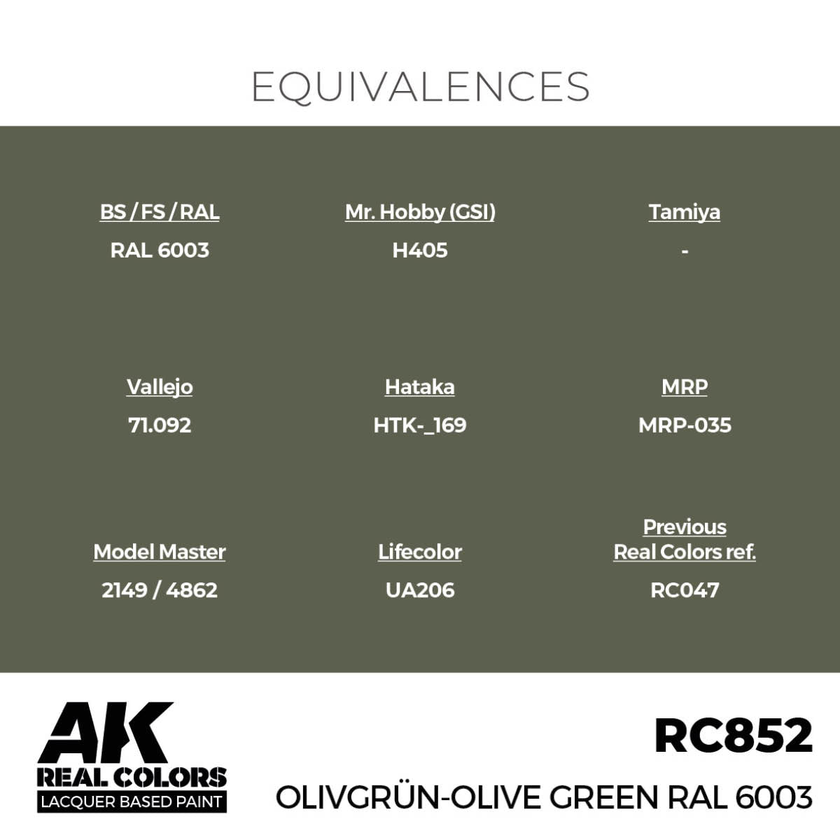 AK Interactive Real Colors - Olivgrün-Olive Green RAL 6003