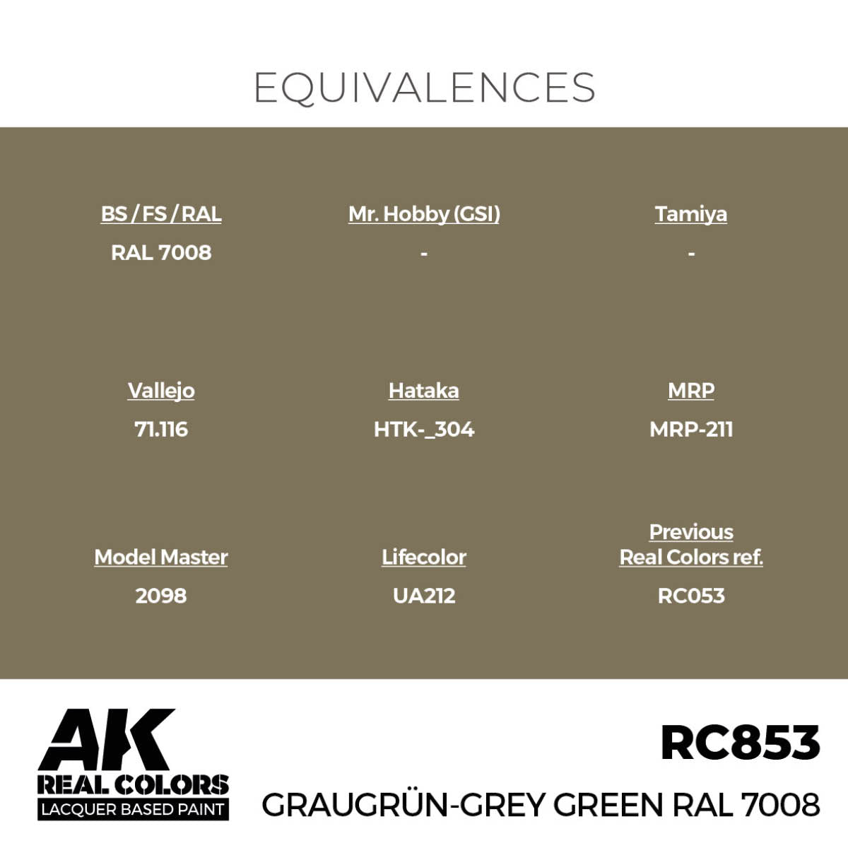 AK Interactive Real Colors - Graugrün-Grey Green RAL 7008