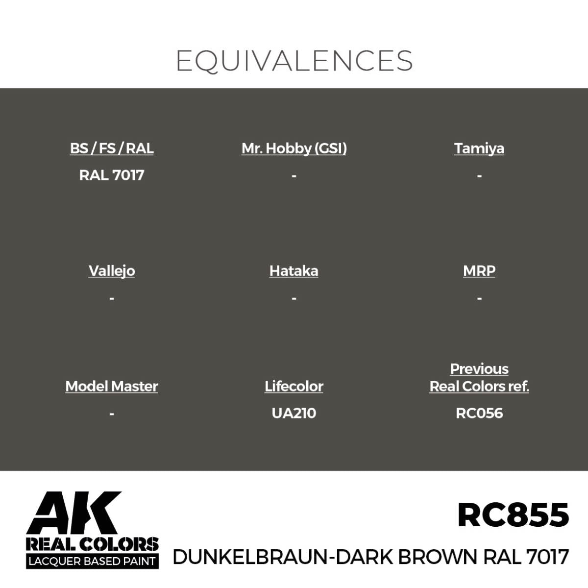 AK Interactive Real Colors - Dunkelbraun-Dark Brown RAL 7017