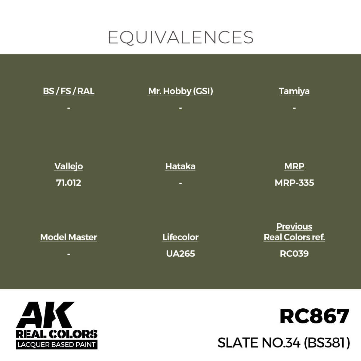 AK Interactive Real Colors - Slate No.34 (BS381)