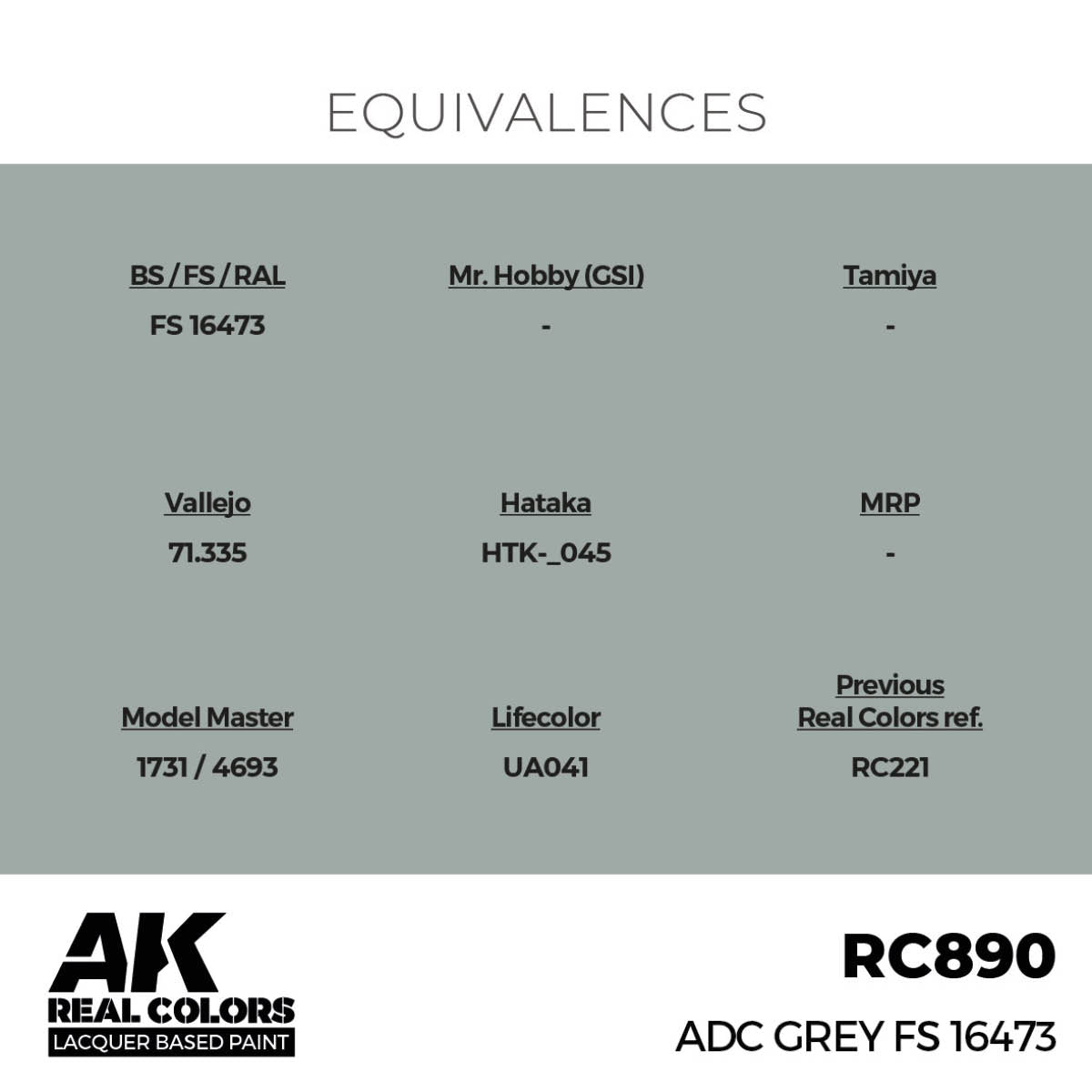 AK Interactive Real Colors - ADC Grey FS 16473