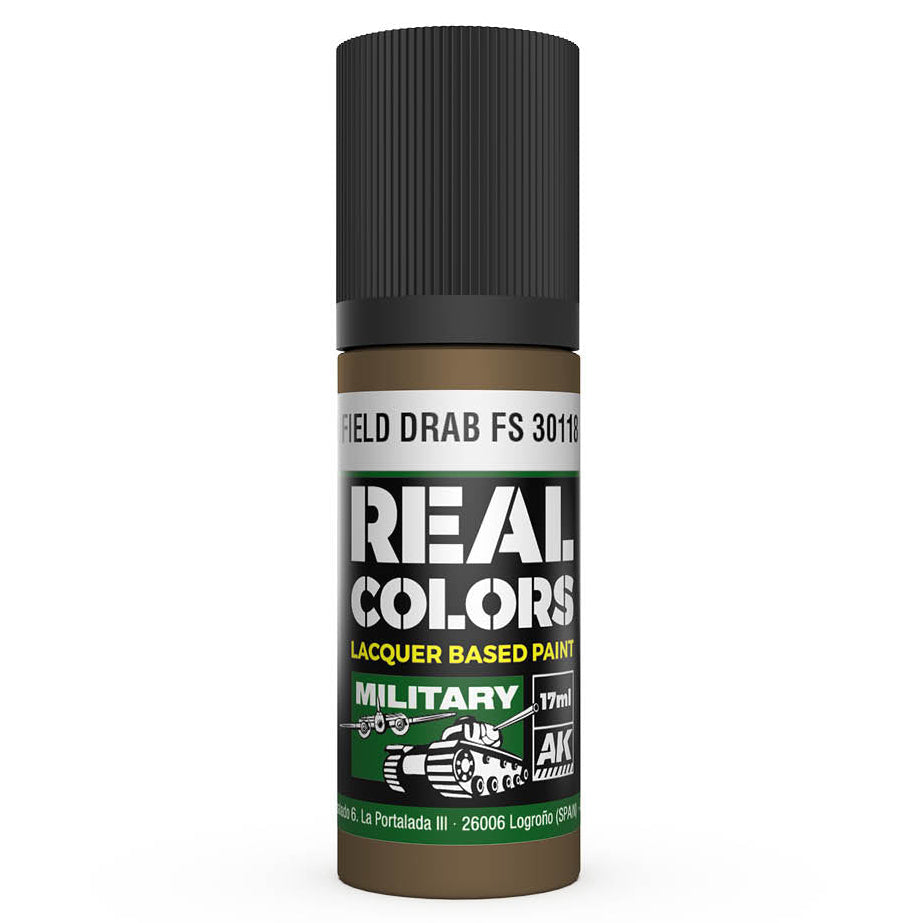 Bottle of Real Colors military paint on a white background