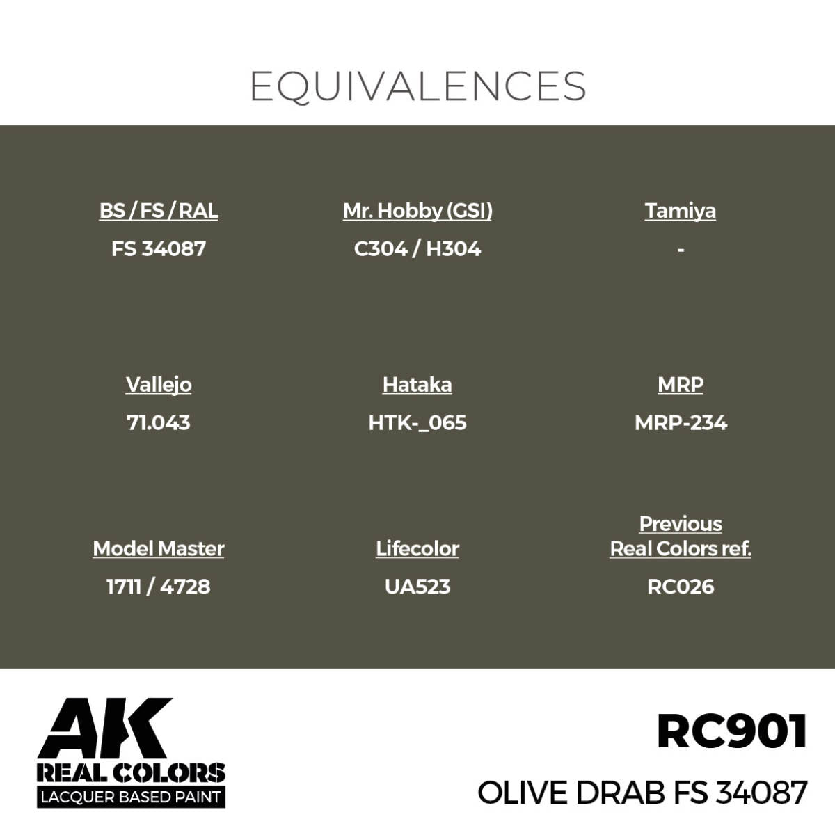AK Interactive Real Colors - Olive Drab FS 34087