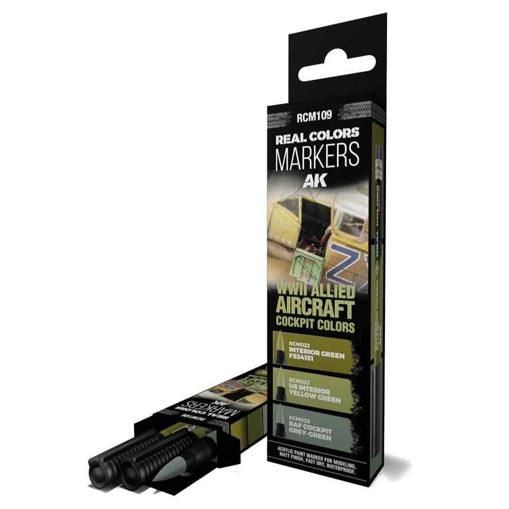 AK Interactive Real Colors Markers - WWII Allied Aircraft Cockpit Colours (RCM109) - Loaded Dice