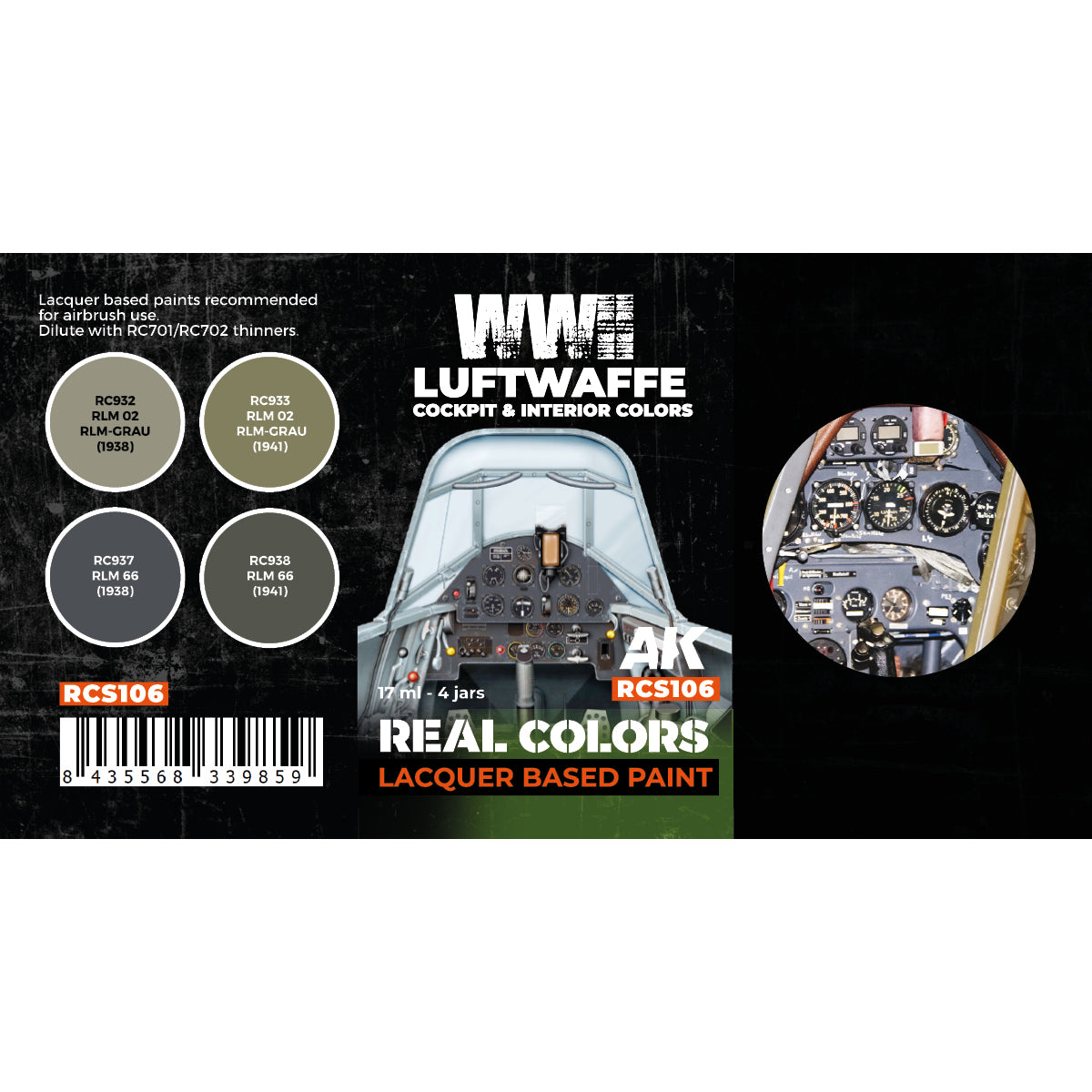 AK Interactive Real Colors - WWII Luftwaffe Cockpit & Interior Colors Set (RCS106) - Loaded Dice
