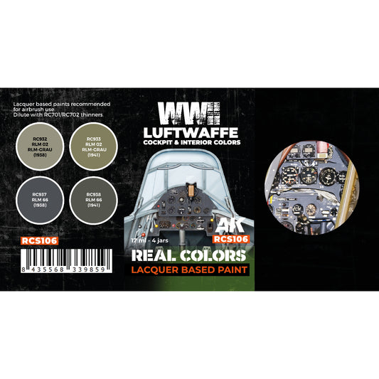 AK Interactive Real Colors - WWII Luftwaffe Cockpit & Interior Colors Set (RCS106) - Loaded Dice