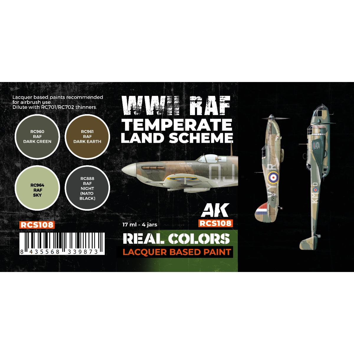 AK Interactive Real Colors - WWII RAF Temperate Land Scheme Set (RCS108) - Loaded Dice