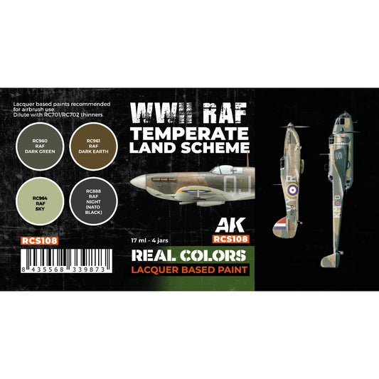 AK Interactive Real Colors - WWII RAF Temperate Land Scheme Set (RCS108) - Loaded Dice