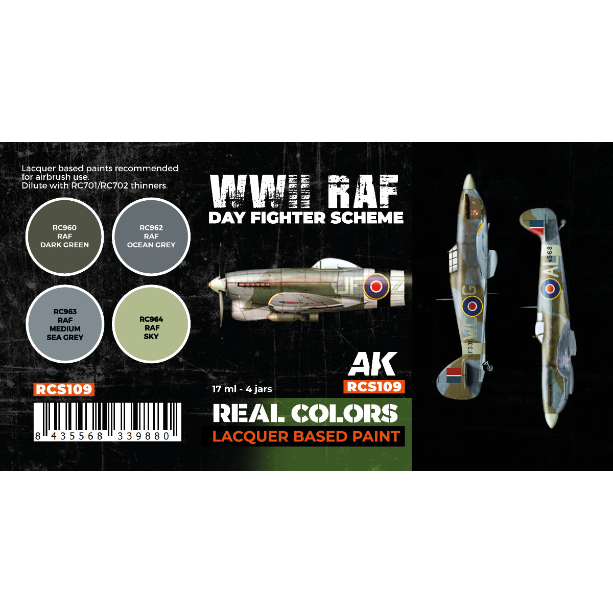 AK Interactive Real Colors - WWII RAF Day Fighter Scheme Set (RCS109) - Loaded Dice